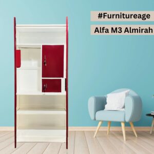 Alfa Almirah M3 (Wardrobe), White & Maroon