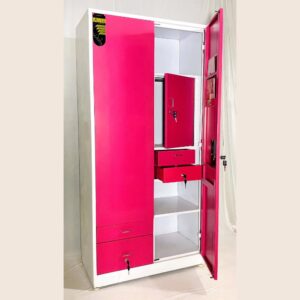 Alfa Almirah 2 Door Dressing (Wardrobe), white & pink