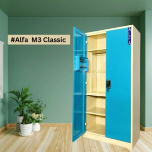 Alfa Almirah M3 Classic (Wardrobe), ivory satin & turquoise blue